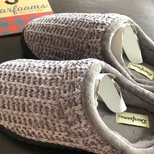 Dearfoam women’s grey memory foam slippers, 9-10